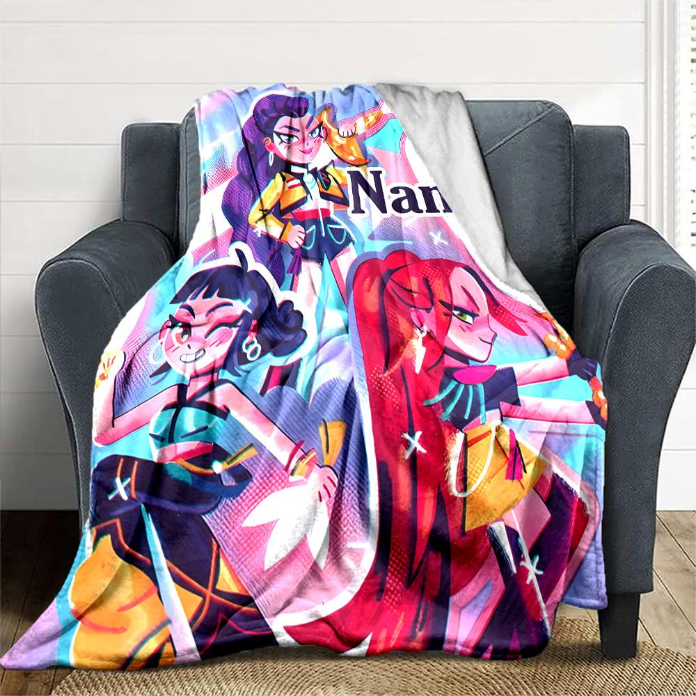 Customizable KPop Demon Hunters9 Throw Blanket – Personalized Name, All-Season Cozy Snug Blanket, Machine Washable, Personalized Blanket