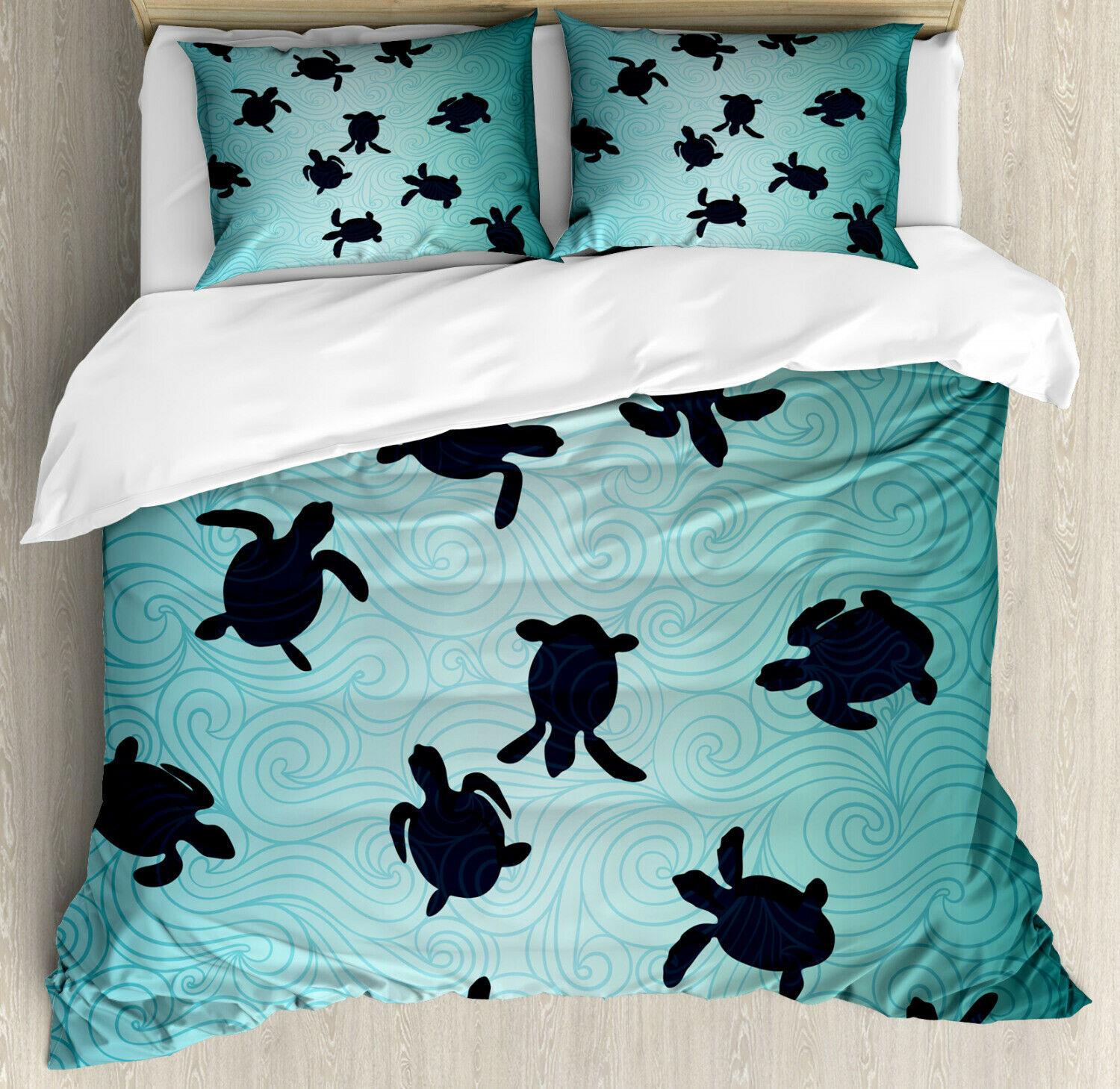 

Classic Modern Queen King Twin Sea Turtle Ocean Teal Mediterranean Style Marine Theme Design Sets Size Quilt Comforter (quilt)-EU Single(135*200cm)3pcs