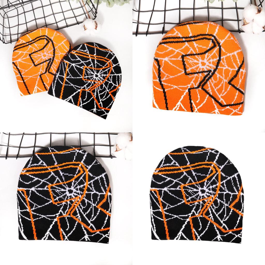 Spider Web Fashion Pattern Neutral Casual Warm Knitted Hat For Autumn Winter And
