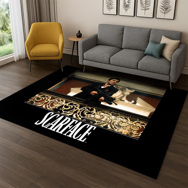 3D Scarface Classic Movie Tony Carpet Rug for Bedroom Living Room Sofa Playroom Doormat Home Decor,Kid Game Area Rug Non-slip