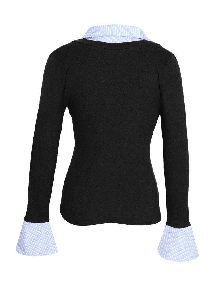 Women's Long-Sleeve Two-in-One Fashion Shirt