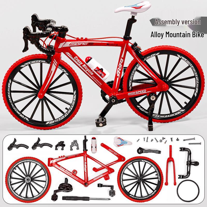 Simulated Alloy Mountain Bike Model with Dual Shock Absorption - Mini Bicycle Ornament