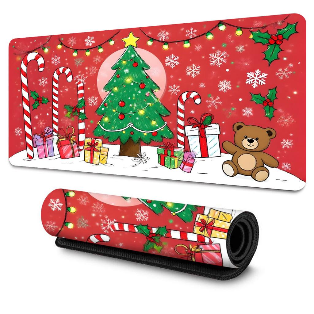 Large Christmas Themed Mouse Pad SnowflakeTreeSantaStar NonSlip Rubber Base for LaptopDesktop HomeOffice Ideal Gift