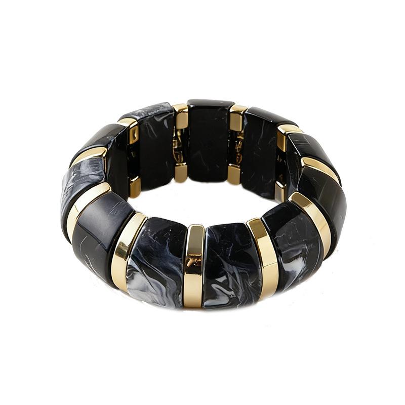 Acrylic Smudge Bracelet European and American Personality Exaggerated Multi-color Accessories High-end Wide-sided Elastic Bracelet
