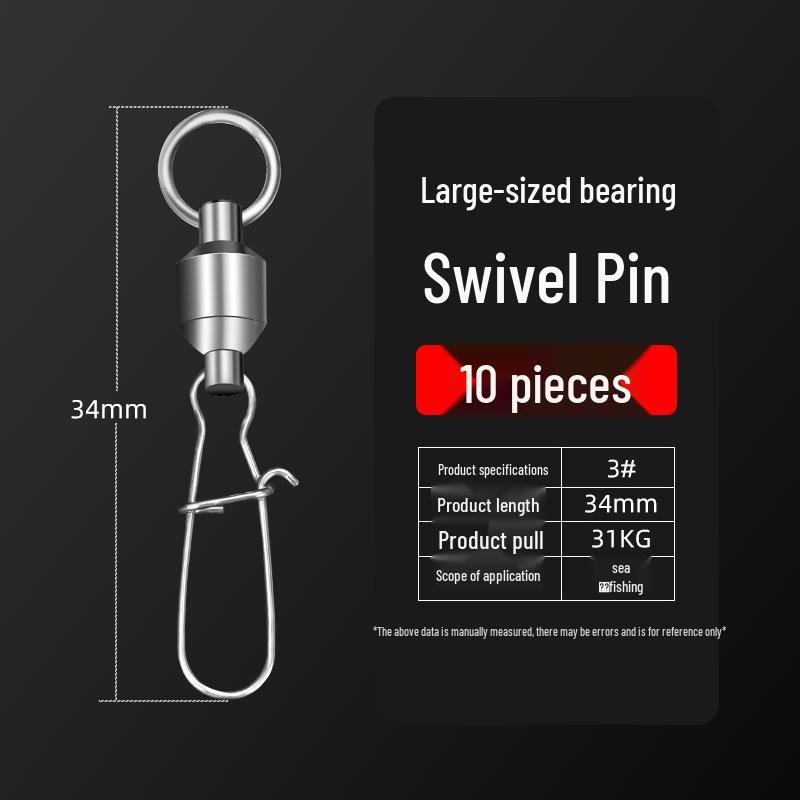 Large Swivel Connector Quick Lure with 304 Stainless Steel Bearing and 8-Shaped Reinforced Pin for Sea Fishing