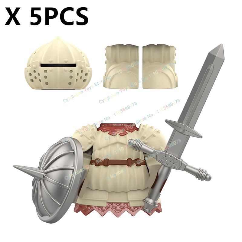 DXMH110 DXMH111 Medieval beige Knights Accessories Shields Sword Armour Building Blocks Action Figures Toys for Kids Gifts