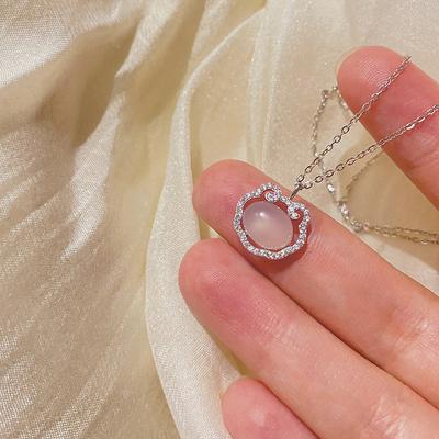Ruyi Ping An Lock Necklace Women's Ins Niche Design Sense New Chinese Chalcedony Xiangyun Clavicle Chain National Fengjin Chain