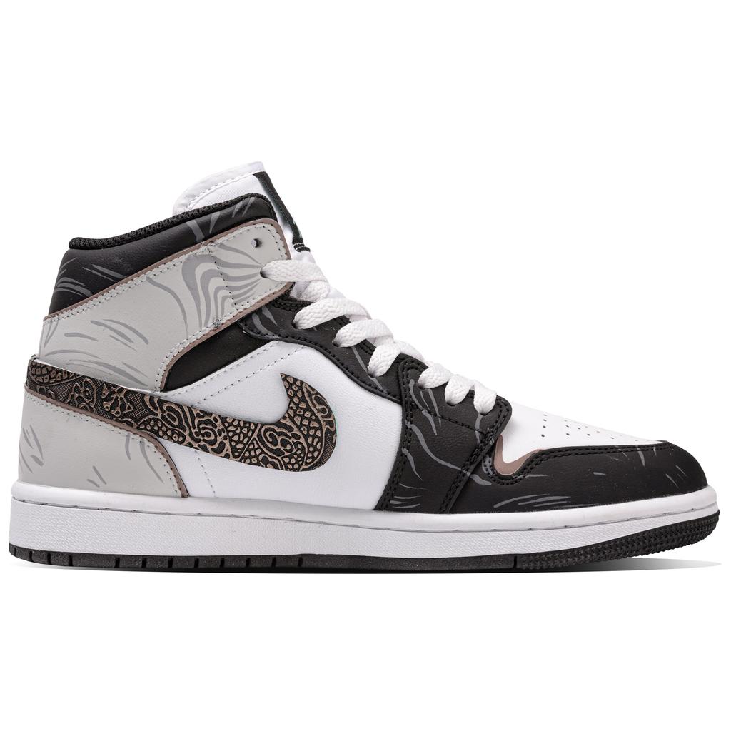 Jordan Air Jordan 1 Vintage Basketball Shoes Men's Mid top Black/White DQ8426-103(Team63-)