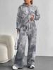 Flowers European, American Autumn and Winter Casual Long-sleeved Suit Women's Hooded Sweater Trousers Two-piece Set