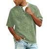 Men Henley T Shirt Short Sleeve Raglan Button Down Casual Loose Fit Crewneck Vintage Top Tee