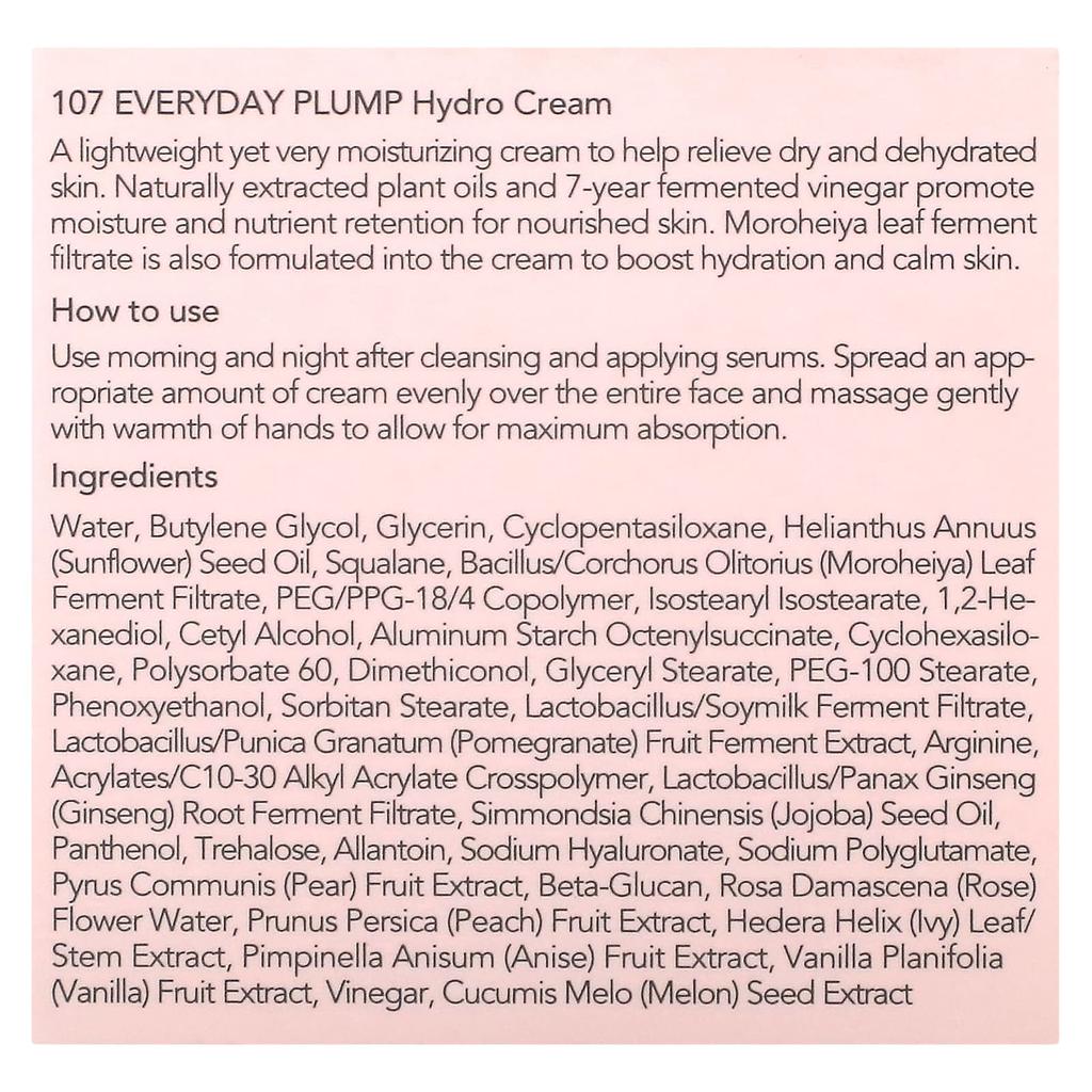 107 Beauty, Everyday Plump, Hydro Cream, 50ml (1.7fl Oz)