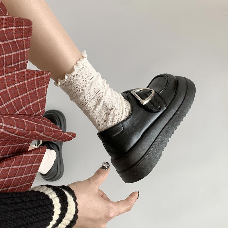 Round Head Retro Versatile British Style Platform Small Leather Shoes Women's Summer 2025 New White French Mary Jane Single Shoes