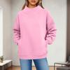 Women's Fashionable Casual Solid Color Round Neck Long Sleeved Pocket Sports Casual Pullover Sweatshirt Top