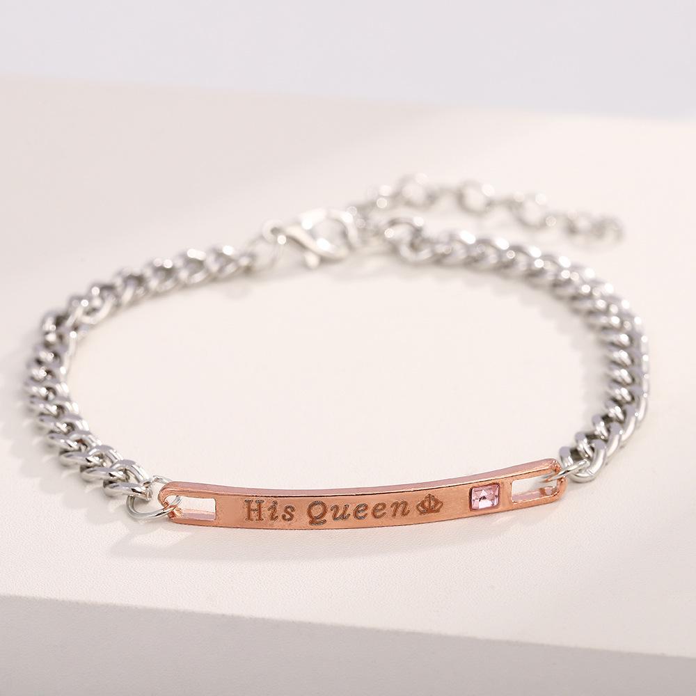 His Beauty & Her Beast Couple Bracelets - King & Queen Diamond-Studded Chains