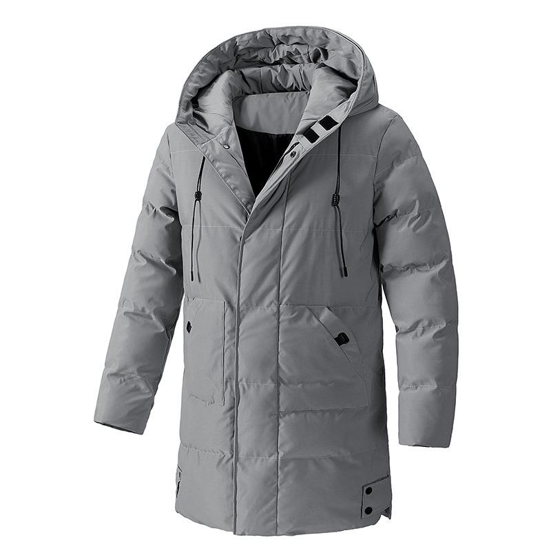 Herren Übergröße Mittellange Kapuzen-Winterjacke - Warmer Baumwollmantel