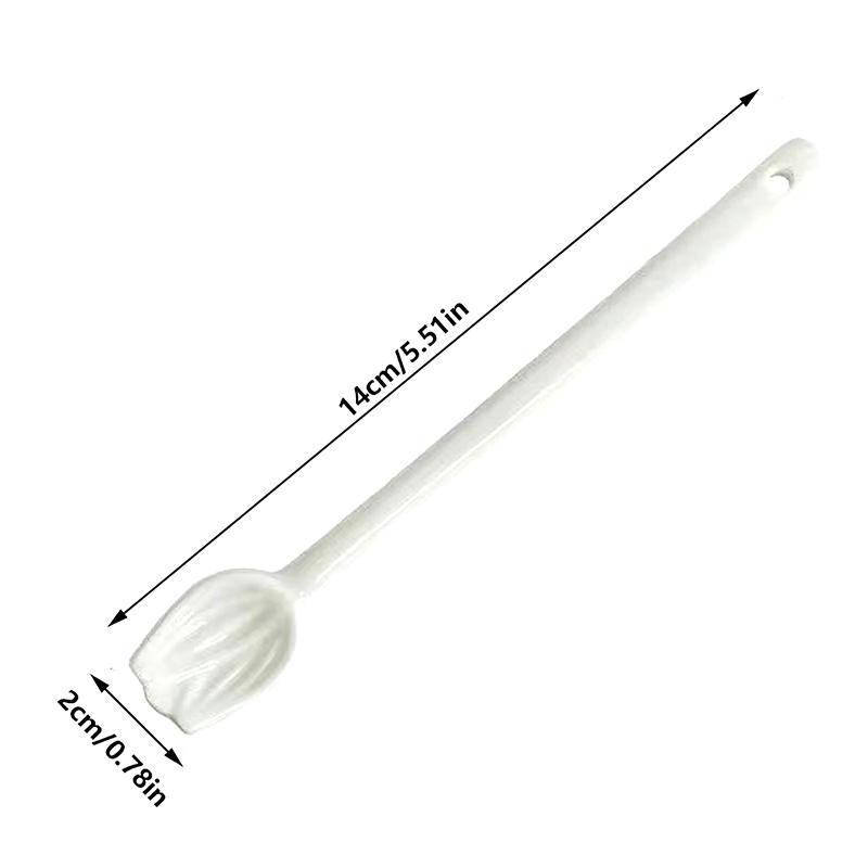 1Pc Tulip Ceramic Coffee Spoon Long Handle Ice Cream Spoon Dessert Milk Tea Honey Stick Stirring Tool