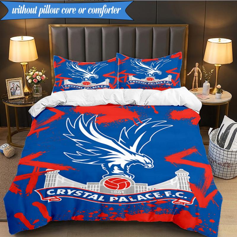 3PCS Crystal Fc Crest Printed Soft Bedding Set,Including 1pc Duvet Cover And 2pcs Pillowcases Perfect for Bedroom, Dormitory, Fan gift
