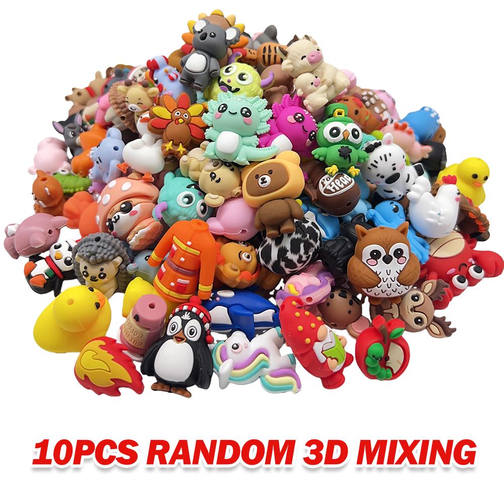 

10PCS hybrid 3D focal bead silicone bead set, perfect for DIY handmade crafts such as keychains, necklaces, bracelets, etc