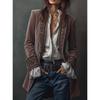 Giacca da Donna in Velluto a Manica Lunga con Bordino Floreale Ricamato Capo d'Abbigliamento Esterno Casual