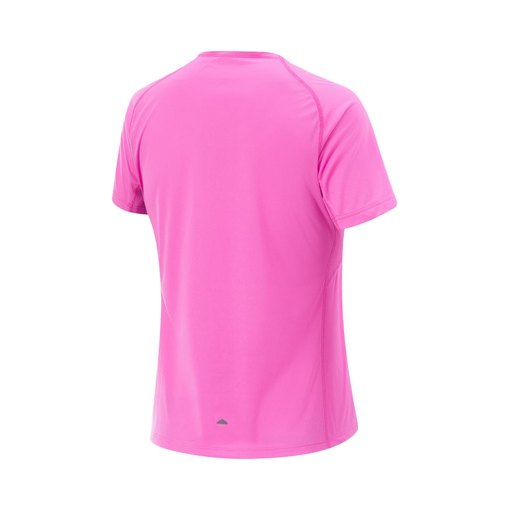 Li Ning Breathable Knitted Round Neck Pullover Short Sleeve T-Shirt Women Tops Fluorescent-Pink Purple Red ATSV004-4