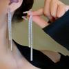Silver Needle Korean Style Shiny Zirconia Square Tassel Earrings - Light Luxury, High-End Studs, Fashionable and Exquisite for Women