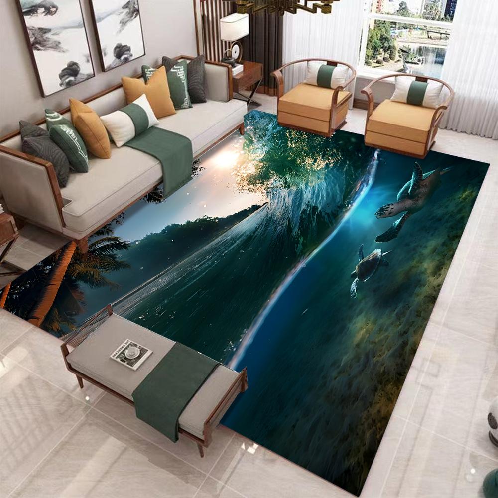 Sea Wave Printed Carpet for Home Living Room Decor Floor Mat Non-slip Bedroom Bedside Coffee Table Area Rugs Bathroom Doormat