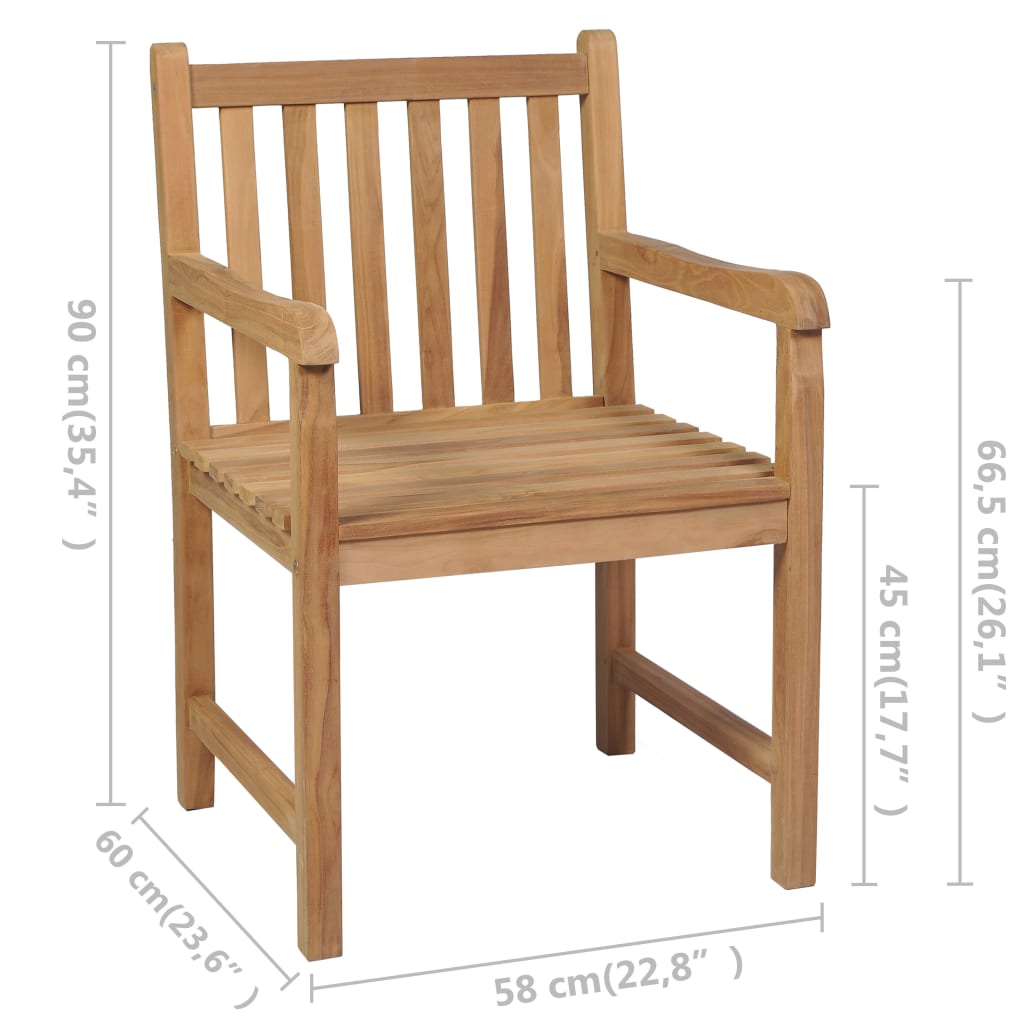 Garden Chairs 2 Pcs with Grey Cushions Solid Teak Wood