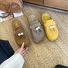 2025 autumn and winter new outer wear thick-soled one-pedal Muller bag head half slippers women's fringed cool slippers
