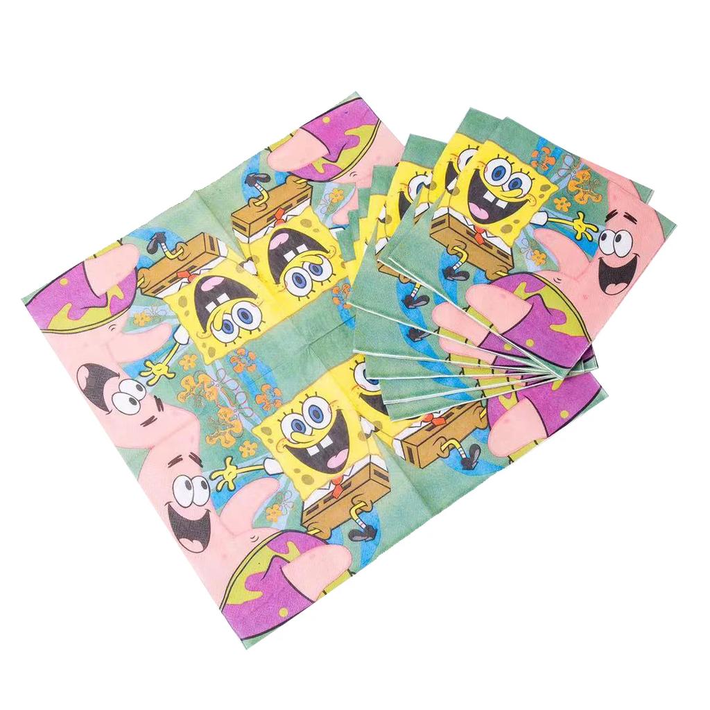 Sponge-Bob Birthday Party Decoration For Kids Toy Aluminum Foil Latex Balloon Cartoon Tableware Event Supplies Banner Backdrops