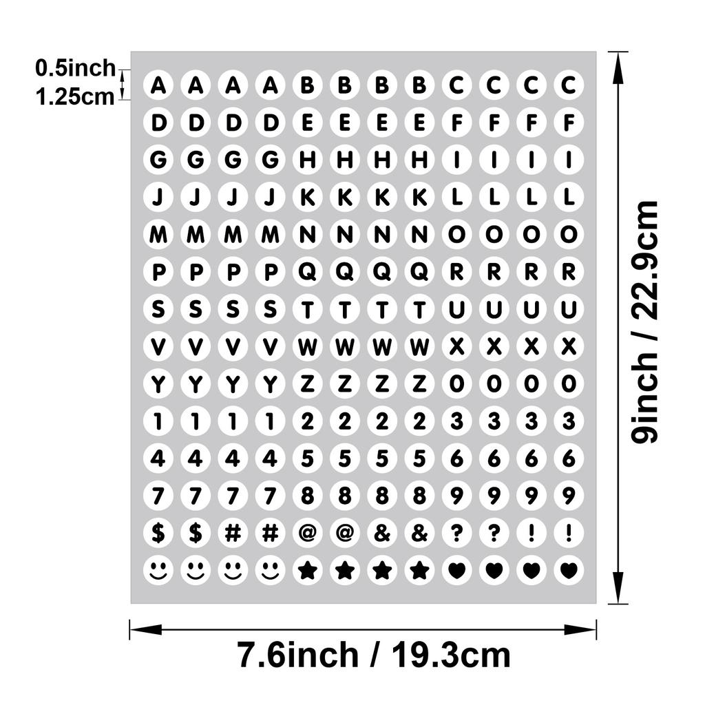 0.5-inch Letter Sticker Small Dot Waterproof DIY Card Item Logo Hand Account Scrapbook Letter Sticker