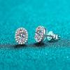 Bague Ringen Oval Cut Moissanite Diamond Stud Earring 100% 925 Silver Promise Wedding Platinum Plated Jewelry For Women Bridal