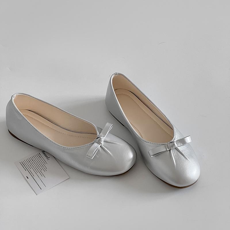Sheepskin version~ 2025 new French outer wear one-pedal ballet shoes women's versatile light mouth bow flat shoes