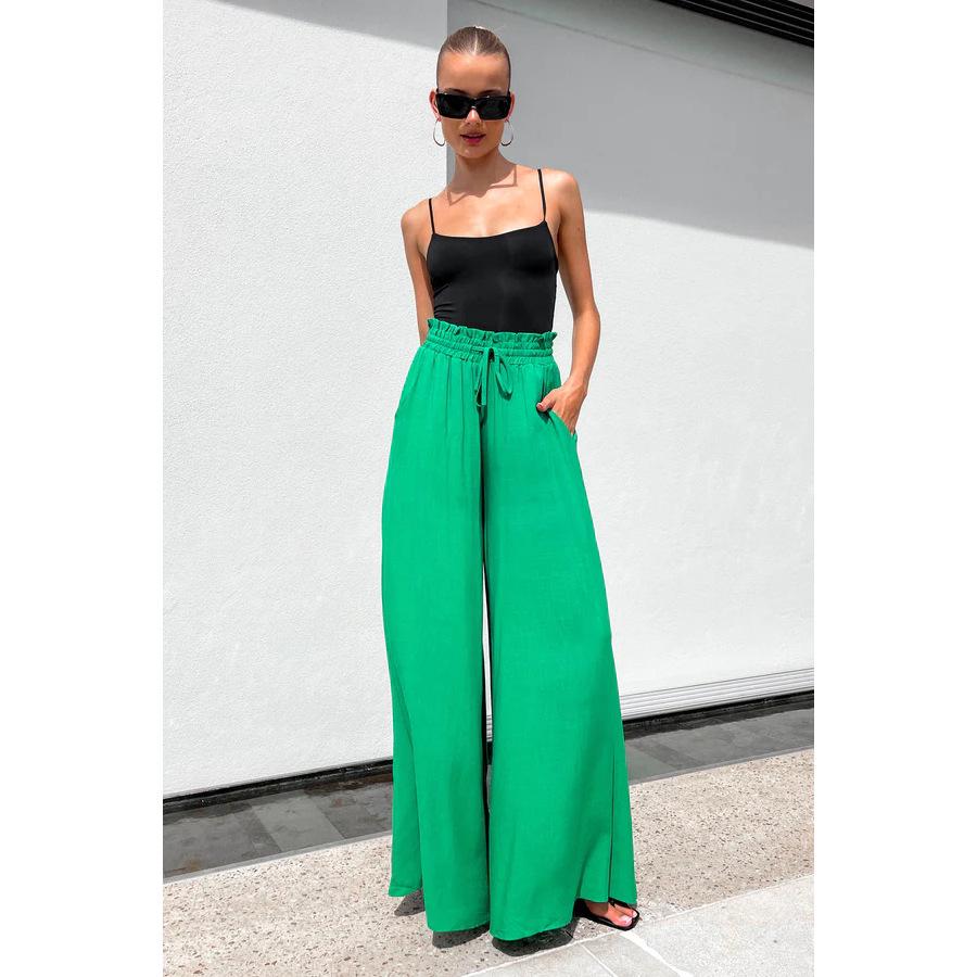 Women's Summer Fashion Elastic Waist Wide-Leg Pants - European & American Style