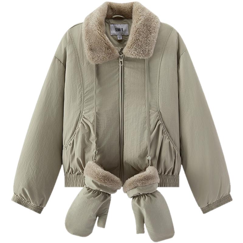 Semir Women's Retro Plush Lapel Padded Coat