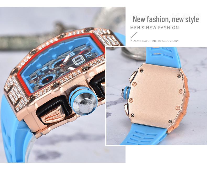 Barrel-Shaped Quartz Watch with Multifunctional Design and PU Strap