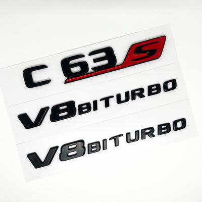 3D Schwarze C63S Buchstaben V8 BITURBO Plakette Auto Heck Stern Aufkleber Kofferraum AMG Emblem Für Mercedes Benz AMG W205 C205 Zubehör