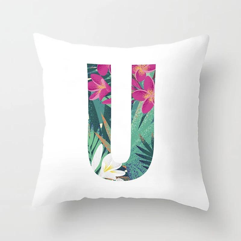 

Простая цветочная английская буква декоративная наволочка гостиная офис украшения дома наволочка 40x40cm