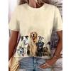 Summer Round Neck 3D Cute Cat and Dog Print Top Fashionable Casual Short Sleeved Women's T-shirts