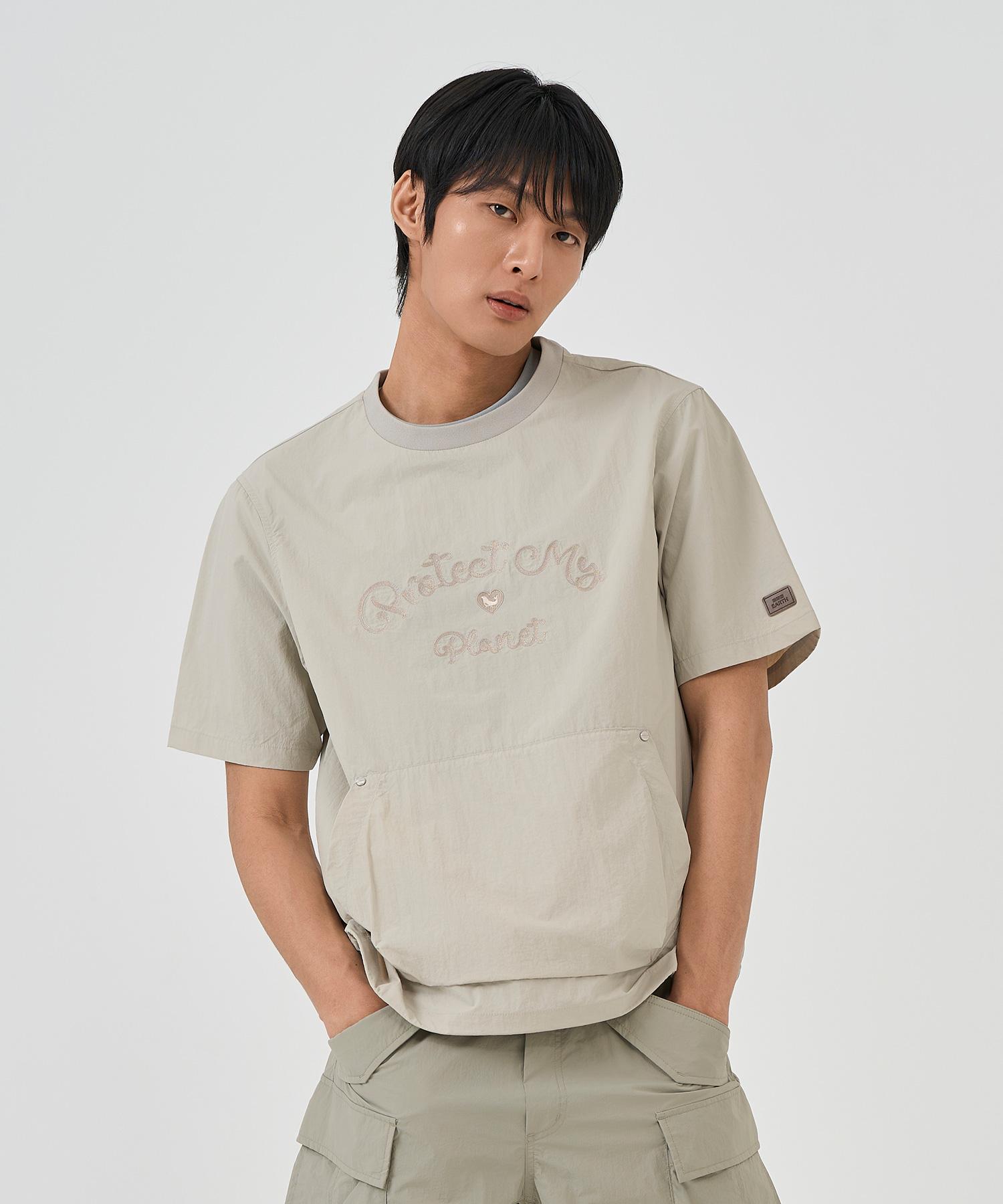 Bbc Earth Chain Embroidery Woven Round T-Shirt_Light Olive Be52Mw06M/940/095