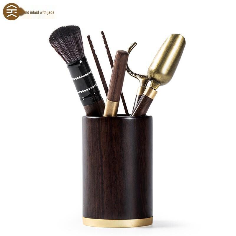 Gold-Inlaid Jade & Ebony Tea Ceremony Six Gentlemen Set