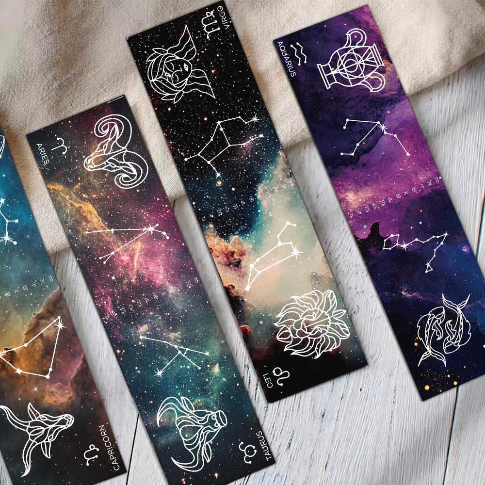 30PCS Constellation Bookmark Scrapbooking Book Reading PVC Waterproof Card Phone Stationery Supplies Creative Page DIY Bookmarks