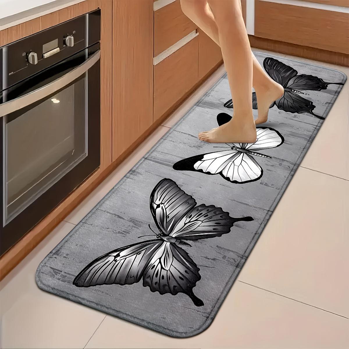 

1Pcs Anti Fatigue Kitchen Rugs, Butterfly Print Waterproof Non-Slip Thick Cushioned Kitchen Mat Heavy Duty Comfort Standing Mat for Kitchen 40*60cm