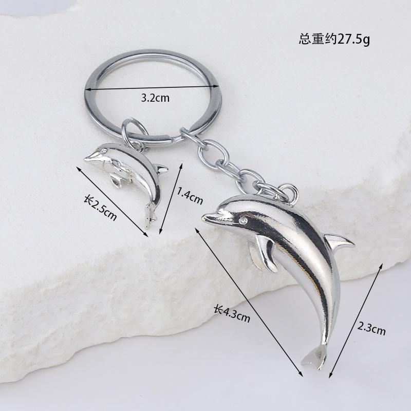 Ocean Dolphin Alloy Keychain 3D Detailed Marine Keys Bags Ornament Pendant Mini Gift Animal Themed Keyring for Women and Men