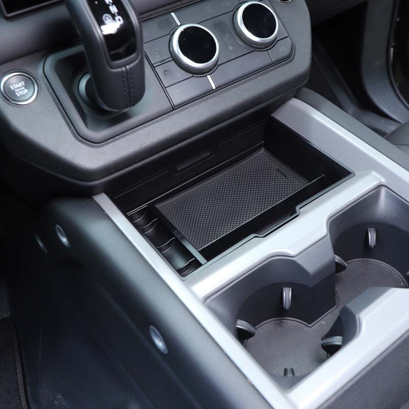For Land Rover Defender 90 110 130 2025 ABS Black Car Center Console Lower Storage Box Tray Phone Box Car Accessories HY3
