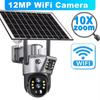 LS VISION 12MP 6K Solárna batériová kamera Vonkajšia 10x Zoom Trojitý objektív PTZ WiFi Dohľadová kamera Bezpečnostná ochrana 4K 8MP Chytrá CCTV kamera