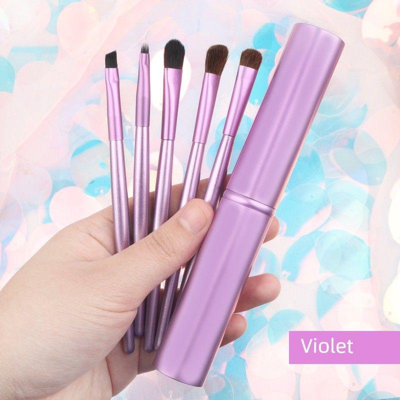 

Набор кистей для теней из алюминиевых туб, кисти для макияжа из шерсти пони, полный набор инструментов для макияжа, кисть-бочонок, кисть для губ, кисть для растушевки теней для носа Little Horse Hair Violet