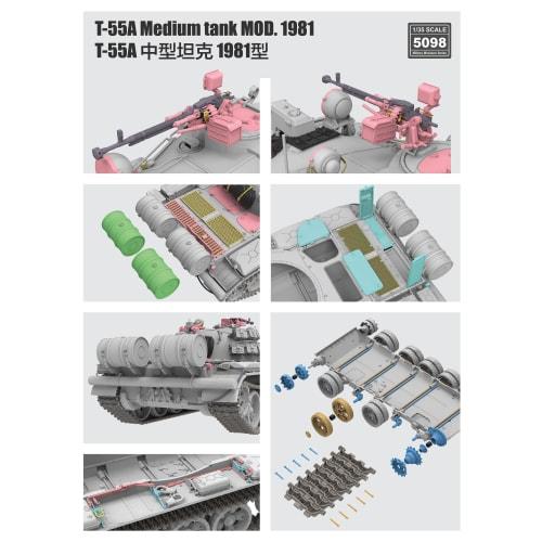 Ryefield Models 1/35 Scale T-55A Medium Tank Mod. 1981 with Working Tracks Plastic Model Kit RFM5098