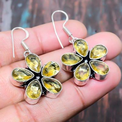 Orecchino di gioielli fatti a mano in argento sterling 925 con pietra preziosa citrino per il Ringraziamento