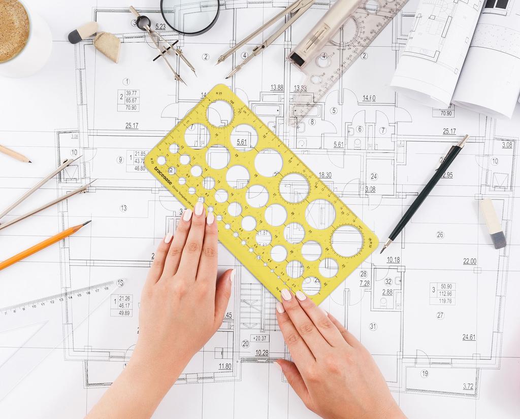 Traceease Geometric Drafting Circle Template Drawing Stencil, Designing Template Measuring Ruler