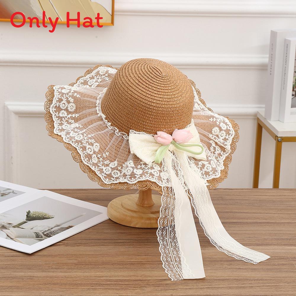 Korean Style Sun Hat With Bow Tie And Flowy Ribbon For Face Sunshade And Casual Wear